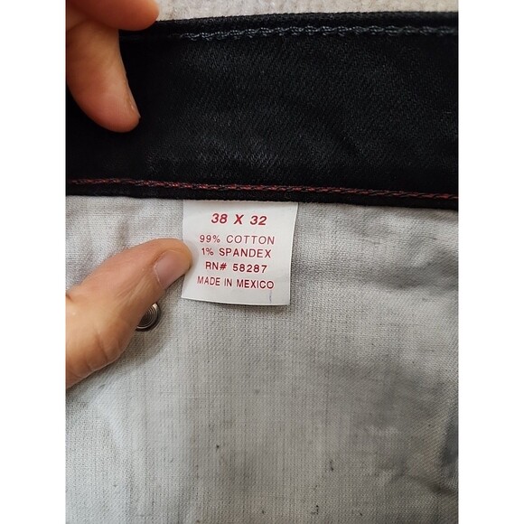 Arizona Relaxed Straight Leg Jeans Mens 38x32 Black Flex Denim Stretch NEW - Picture 11 of 12